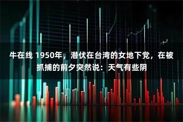 牛在线 1950年，潜伏在台湾的女地下党，在被抓捕的前夕突然说：天气有些阴